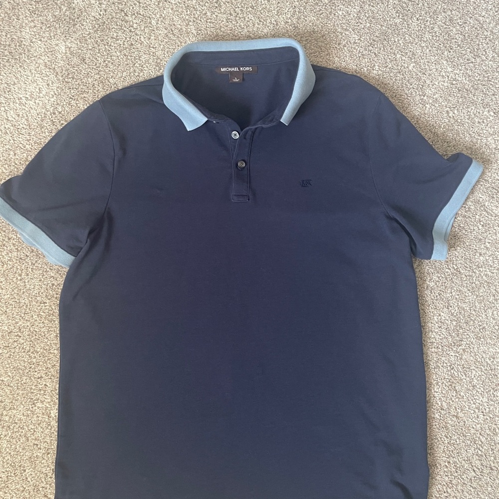 Michael Kors Men's Polo Shirt in Navy and Light Blue